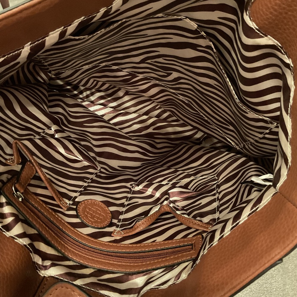 Dana Buchman Yellow and White Striped Tote - Picture 2 of 3